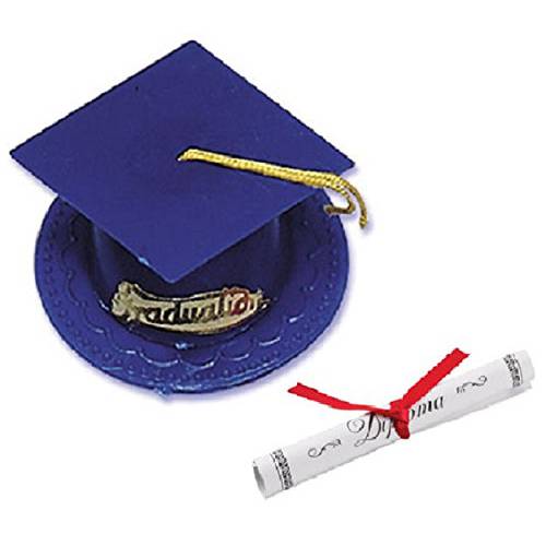 Oasis Supply Graduation Cap Cake Topper with Diploma, Blue