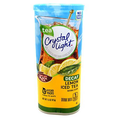 Crystal Light Lemon Decaf Iced Tea Natural Flavor Drink Mix, 12-Quart Canister (Pack of 4)