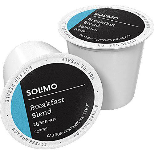 Amazon Brand - 100 Ct. Solimo Light Roast Coffee Pods, Breakfast Blend, Compatible with Keurig 2.0 K-Cup Brewers