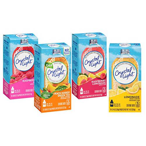 Crystal Light 4 Favorite Flavors Sugar-Free On-The-Go Drink Mix Variety Pack, 10 Count Each (Pack of 4