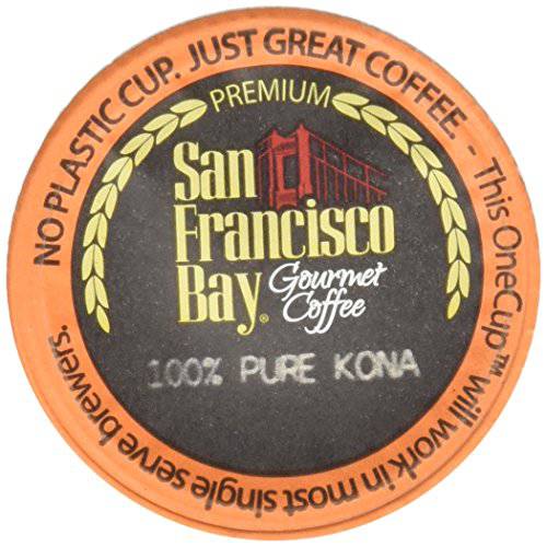 San Francisco Bay Coffee OneCUP 100% Pure Kona 30 Ct Medium Roast Compostable Coffee Pods, K Cup Compatible including Keurig 2.0