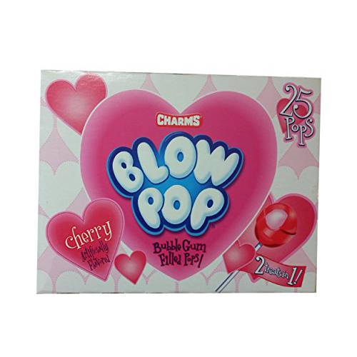 Charms Blow Pops - Cherry - 1 Box of 25 Pops