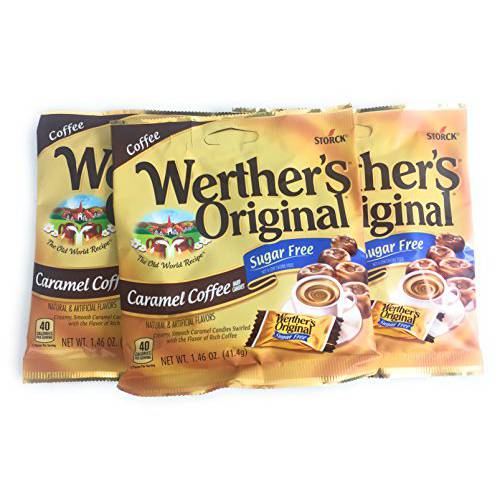 Werther’s Original - Sugar Free - Caramel Coffee Hard Candies (Pack of 3) (3 bags)