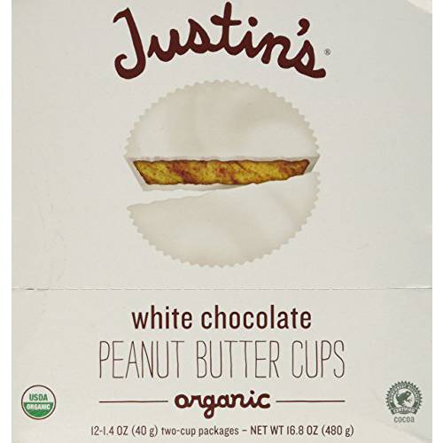 Justins Organic White Chocolate Peanut Butter Cup, 1.4 Ounce - 12 per case.