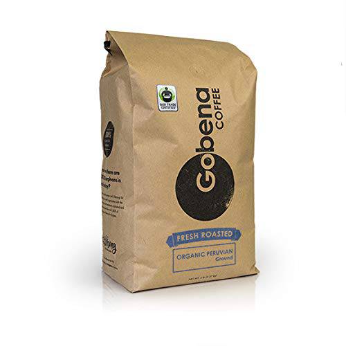 Fair Trade Organic Certified Peruvian Ground 5 lb. Fresh Roasted Specialty Coffee Medium Roast, 100% Arabica Coffee, 80 ounces, 5 pounds, Bulk Coffee
