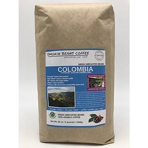 2 Pounds – South American - Colombia Excelso – Unroasted Arabica Green Coffee Beans – Grown in Huila Region – Altitude 1400-1750M - Drying/Milling Process Is Washed, 80% Sun Dried– Includes Burlap Bag