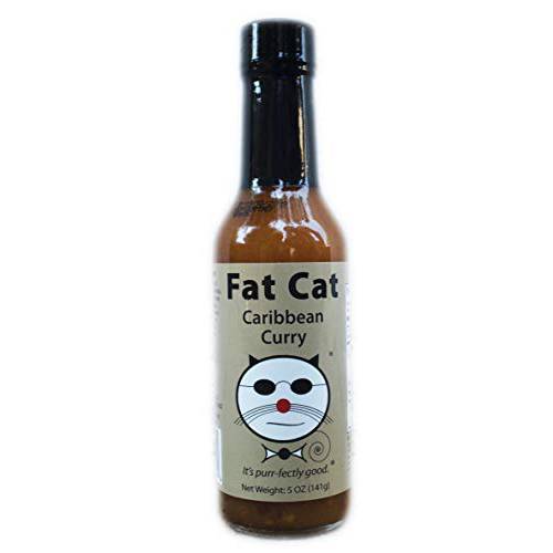 Carribean Curry Scotch Bonnet Pepper Sauce by Fat Cat Gourmet | Spicy and Savory | For Grilled Chicken, Steak, Pork, Seafood, Veggies | Hot | All Natural, Gluten Free, Vegan & Keto Friendly | 1 bottle