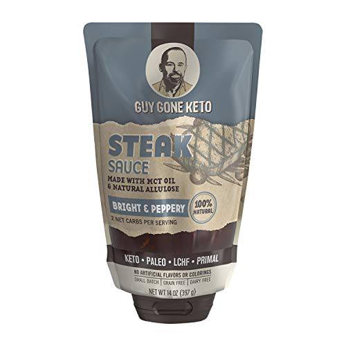 Keto Sauces by Guy Gone Keto, Infused with MCT Oil, Paleo, Low Carb, Plant-Based, No Artificial Sweeteners, Gluten Free, Grain Free, Dairy Free, Keto Condiment (Steak Sauce, Single Package)