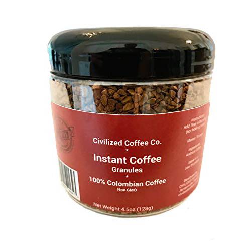 Civilized Coffee Instant Coffee Granules, Colombian Coffee Classic Roast, Non-GMO (4.5 oz)
