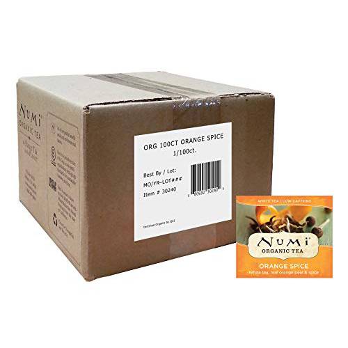 Numi Organic Tea Orange Spice, 100 Count Box of Tea Bags, White Tea (Packaging May Vary)