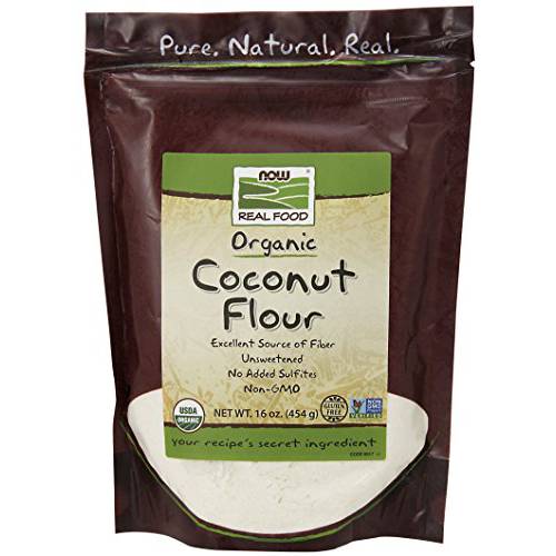 NOW Foods, Organic Coconut Flour, Unsweetened, Excelent Source of Fiber, No Added Sulfites, Certified Non-GMO, 16-Ounce (Packaging May Vary)