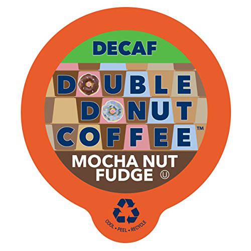 Double Donut Medium Roast Decaf Coffee Pods, Mocha Nut Fudge Flavored, for Keurig K-Cup Machines, 24 Single-Serve Capsules per Box