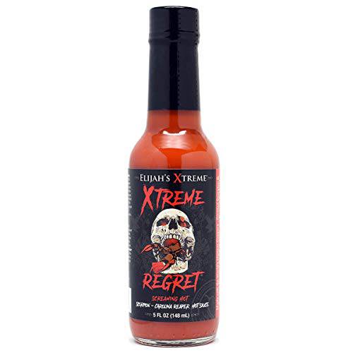 Elijah’s Xtreme Regret Hot Sauce - Carolina Reaper and Trinidad Scorpion - The 2 Hottest Peppers in the World for an Extreme Fiery Heat