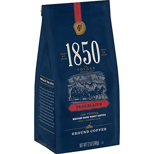 1850 by Folgers Trailblazer Medium Dark Roast Ground Coffee, 12 Ounces (Pack of 6)