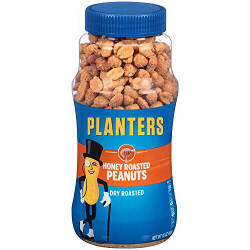 PLANTERS Honey Roasted Peanuts, 16 oz. Resealable Jars (Pack of 4) - Flavored Peanuts with a Sweet Honey Coating & Sea Salt - Wholesome Snacking - Kosher