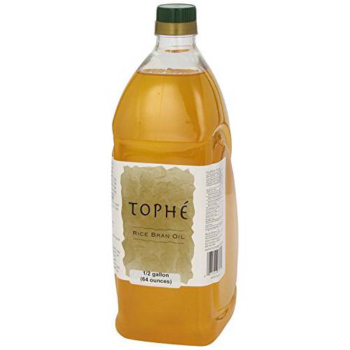 RICE BRAN OIL | All Natural, Made from 100% Non-GMO Rice | Rich in Vitamin E and Gamma-Oryzanol | Unfiltered, Non Winterized, No Trans Fat and Heart Healthy | 1/2 Gallon By Tophe