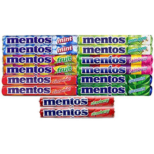 Mentos ,(2 Of Each Flavor) The Chewy Mint Sampler/Bundle - Mint, Cinnamon, Strawberry, Spearmint, Green Apple, Fruit and
