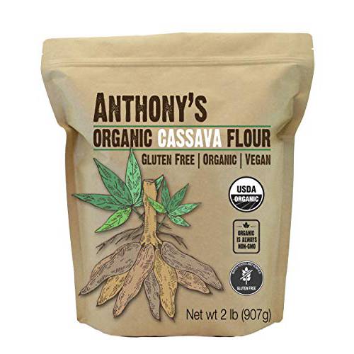 Anthony’s Organic Cassava Flour, 2 lb, Batch Tested Gluten Free, Vegan, Non GMO