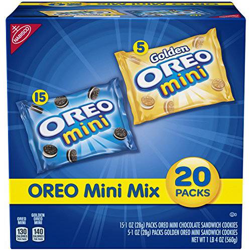OREO Mini Mix Sandwich Cookies Variety Pack, 20 Snack Packs