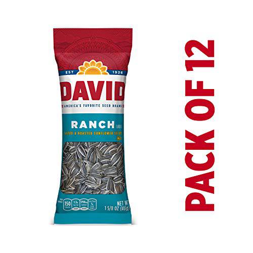 DAVID SEEDS Roasted and Salted Ranch Sunflower Seeds, 1.625 oz, 12 Pack
