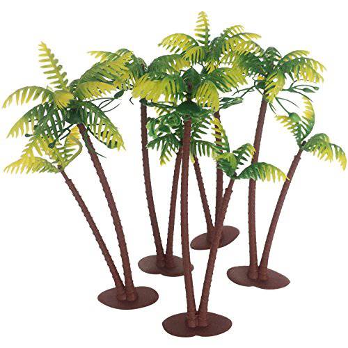 5.7Inch Height LOT 5 Coconut Palm Palms Twin Coconut Tree Trees Aquarium Terrariums Miniature Garden Fairy Gardens Doll House Cake Topper Resin Decoration