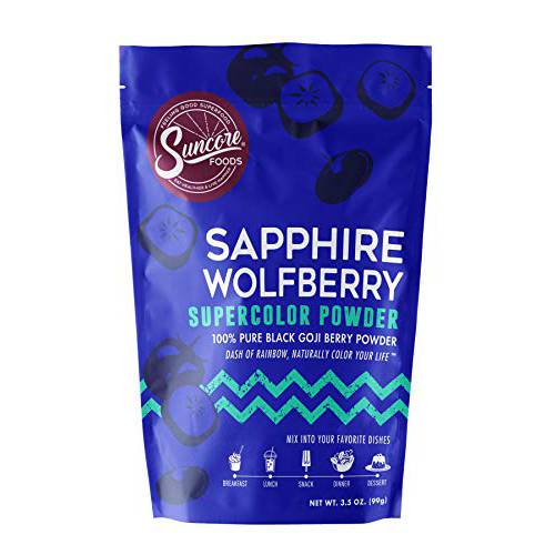 Suncore Foods Sapphire Wolfberry Supercolor Powder, Blue & Purple Food Coloring Powder, Gluten-Free, Non-GMO, 3.5oz (1 Pack)