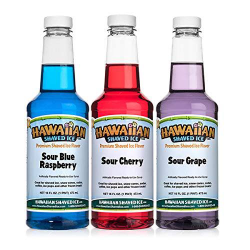 Hawaiian Shaved Ice Sour Syrup16 Fl Oz (Pack of 3) , Pints