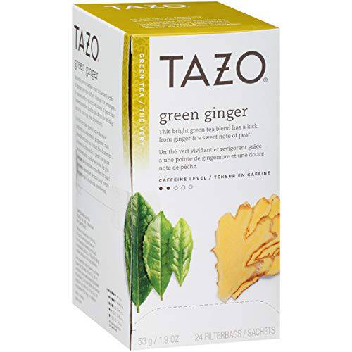 TAZO Green Ginger Enveloped Hot Tea Bags Non GMO, 24 count, Pack of 6