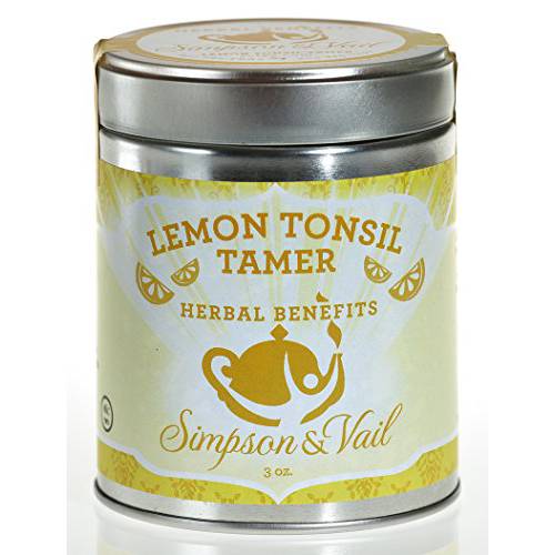Simpson & Vail, Lemon Tonsil Tamer Herbal Tisane, Wellness Tea - 3 Ounce Tin / 30-40 Cups
