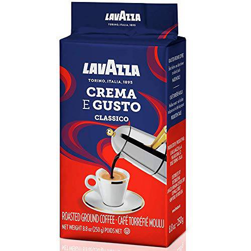 Lavazza Crema e Gusto Ground Coffee Blend, Espresso Dark Roast, 8.8 Oz Bricks (Pack of 4)