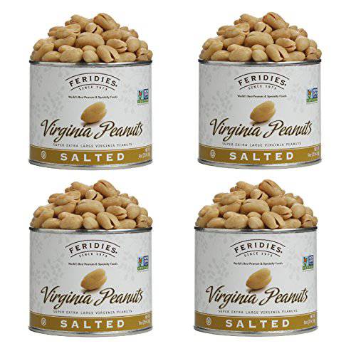 FERIDIES Super Extra Large Salted Virginia Peanuts 9oz Can (4 pack)
