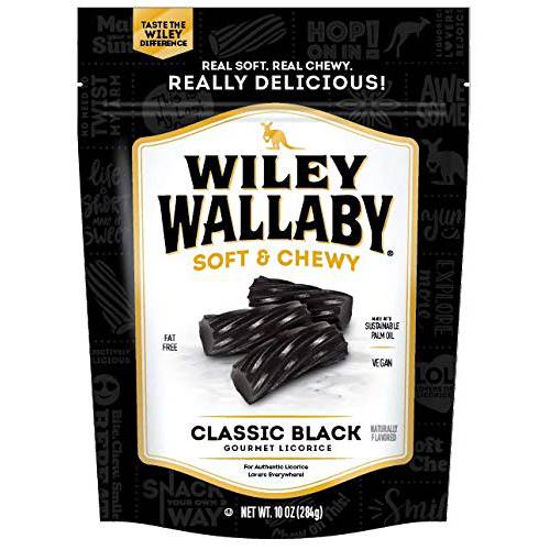 Wiley Wallaby Classic Black Licorice, 10 Ounce Resealable Bags, 4 Count
