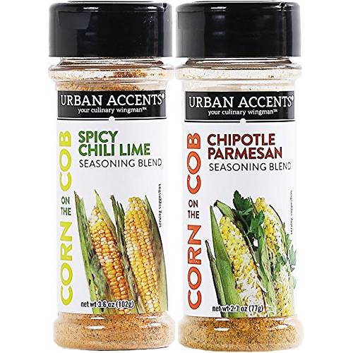 Urban Accents Corn on the Cob Vegetable Seasoning, Chile Lime and Chipotle Parmesan (2-pack)