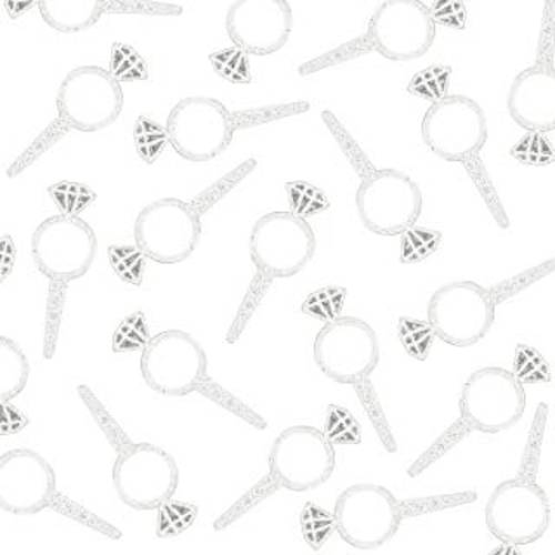 Plastic Acrylic Clear Glitter Diamond Design Engagement Ring Cupcake Toppers for Bridal Shower, Wedding Table Cake Decorations, Party Supply Favor Accents, Arts & Crafts (24 Pack)