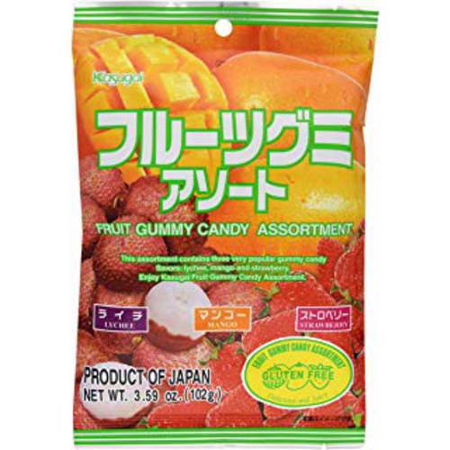 Kasugai Fruit Assort Gummy Candy 3.59oz (3 Pack)