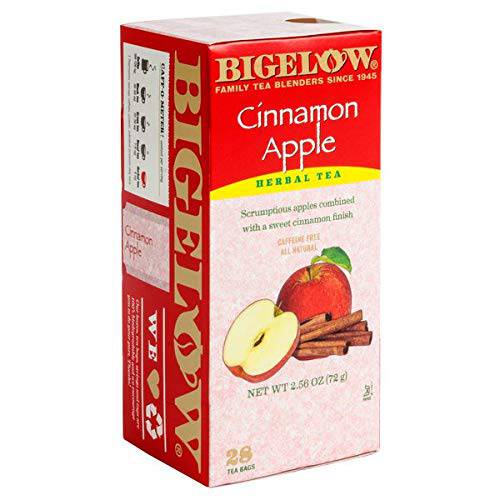 Bigelow Cinnamon Apple Herbal Tea Bags 28-Count Box (Pack of 1) Cinnamon Apple Hibiscus Flavored Herbal Tea Bags All Natural Non-GMO