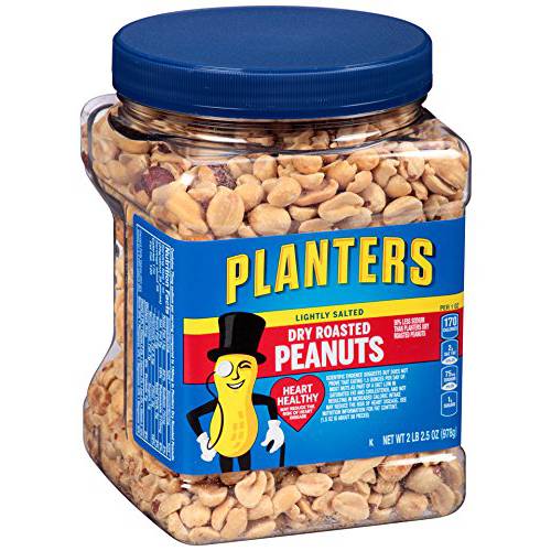 Planters Lightly Salted Dry Roasted Peanuts (6 ct Pack, 2.2 lb Containers)