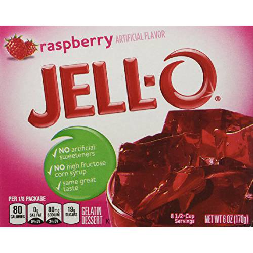 Jell-O Raspberry Gelatin Mix (6 oz Boxes, Pack of 6)