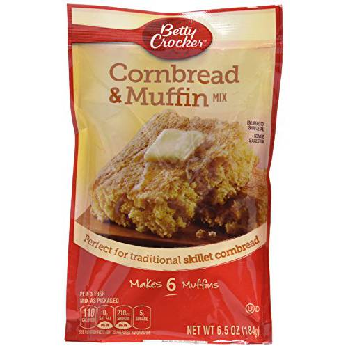 Betty Crocker, Muffin Mix, Authenic Cornbread & Muffin Mix, 6.5-Ounce Pouches (Pack of 6)