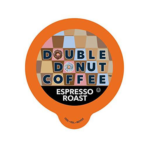 Double Donut Coffee Espresso Roast Blend in Recyclable Single Serve Espresso Pods for the Keurig K Cup Machine, 24 Count