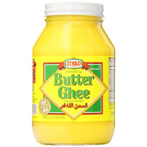 Ziyad Pure Desi Ghee Clarified Butter, Clarified Butter, Perfect High Heat Cooking, Roasted Vegetables, Sautées, Hot Drinks (Chaider) and Finishing Oil 32 oz