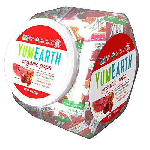 YumEarth Organic Pops Variety Pack, 125+ Fruit Flavored Lollipops, Allergy Friendly, Gluten Free, Non-GMO, Vegan, No Artificial Flavors or Dyes, 6 Ounce (Pack of 5)
