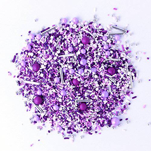 Perfectly Purple Sprinkles Mix| Valentine’s Day Princess Bridal Shower Wedding Cake Cupcake Cookie Sprinkles| Ice Cream Candy Sprinkle| Purple White Silver Metallic Colorful Sprinkle, 2oz