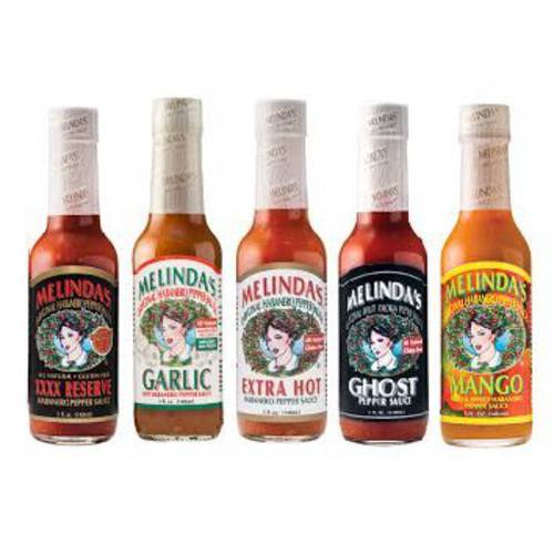 Melinda’s Habanero Hot Sauce Variety Pack - Extra Spicy Gourmet Hot Sauce Gift Set with Variety of Heat Levels - Includes XXXXtra Reserve, Garlic Habanero, Extra Hot, Mango, Ghost Pepper- 5 oz, 5 Pack