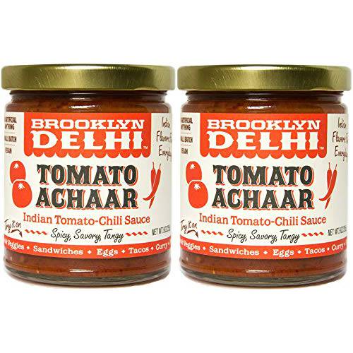 Brooklyn Delhi Tomato Achaar - 2pk - 9 Ounces - Savory, Spicy, & Tangy Flavor - Made with Locally-Grown Tomatoes, Tamarind, a mix of Indian Spices, Red Chili Powder, and Unrefined Cane Sugar - Vegan