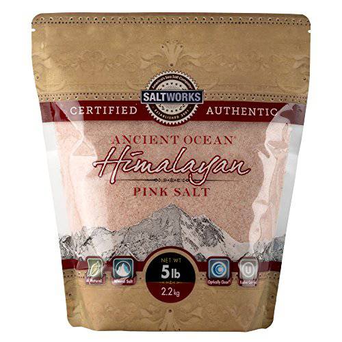 SaltWorks Ancient Ocean Himalayan Pink Salt, Fine Grain, 5 Pound Bag