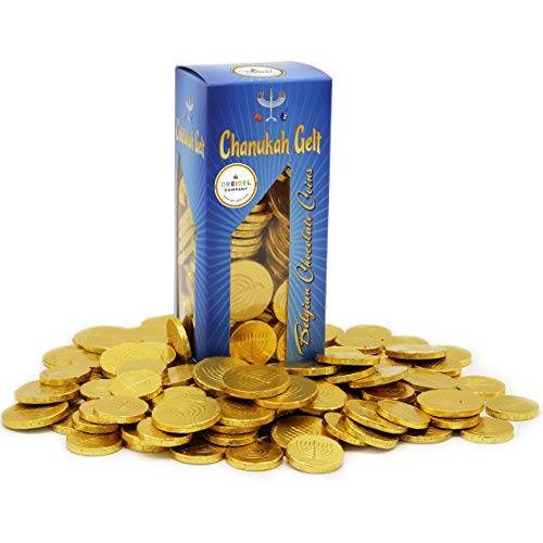 Hanukkah Chocolate Gelt - Nut Free - Belgian Milk Chocolate Coins - 1LB - Over 100 Coins - Kosher