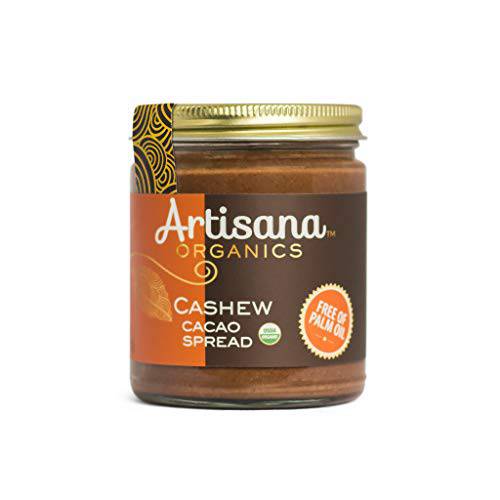 Artisana Organics Cashew Cacao Spread, 9.5oz | Sweetened with Coconut Sugar, No Palm Oil