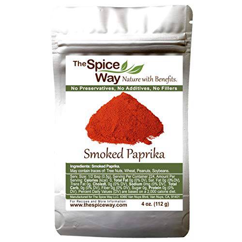 The Spice Way Smoked Paprika - pure, no additives, Non-GMO, no preservatives, no fillers. Authentically smoked with herbs.4 oz resealable bag