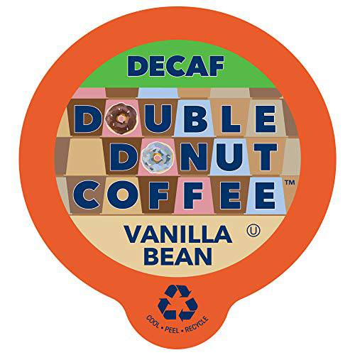 Double Donut Decaf French Vanilla Coffee Pods, Medium Roast Single Serve French Vanilla Bean Decaf Flavored Coffee Pods For Keurig K Cup Brewers, 24 Count